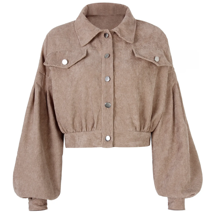 Herfstjas Eva cropped bomber voor dames, trendy bovenkleding met stijlvolle uitstraling.