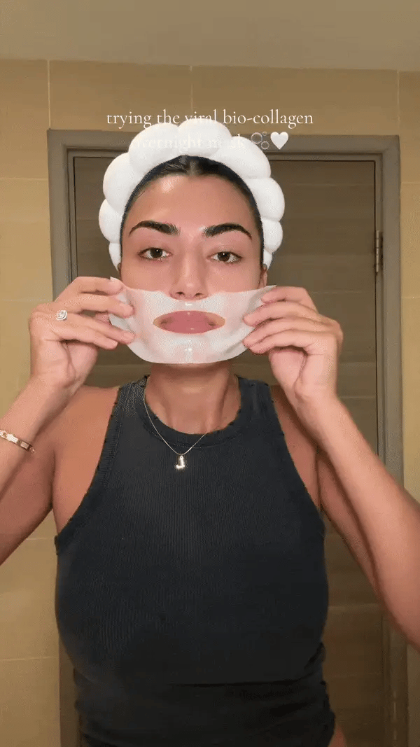 Collageen nachtmasker voor het gezicht. Diep hydraterend, anti-aging en perfect voor gevoelige huid. Met hyaluronzuur.