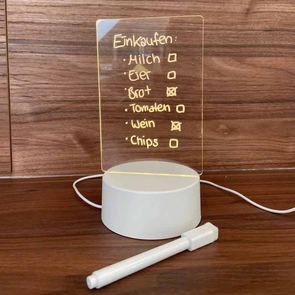 GlowPad LED notitieblok met afneembare wispen en USB-aansluiting voor efficiënt schrijven.