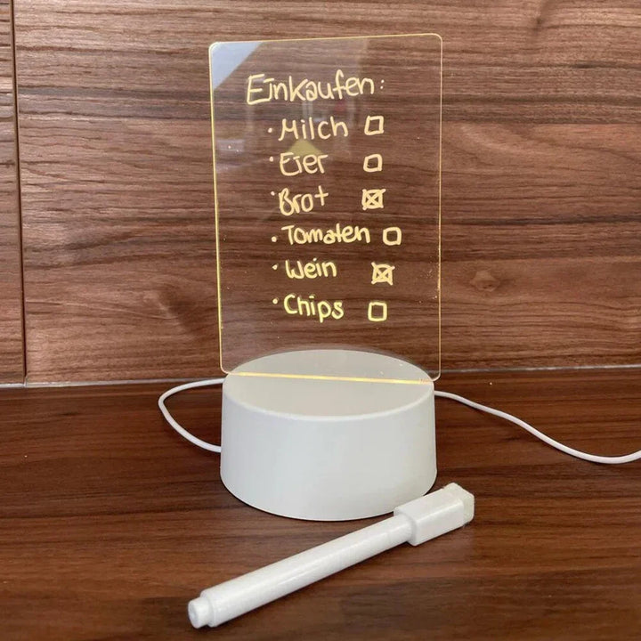 GlowPad LED notitieblok met afneembare wispen en USB-aansluiting voor efficiënt schrijven.