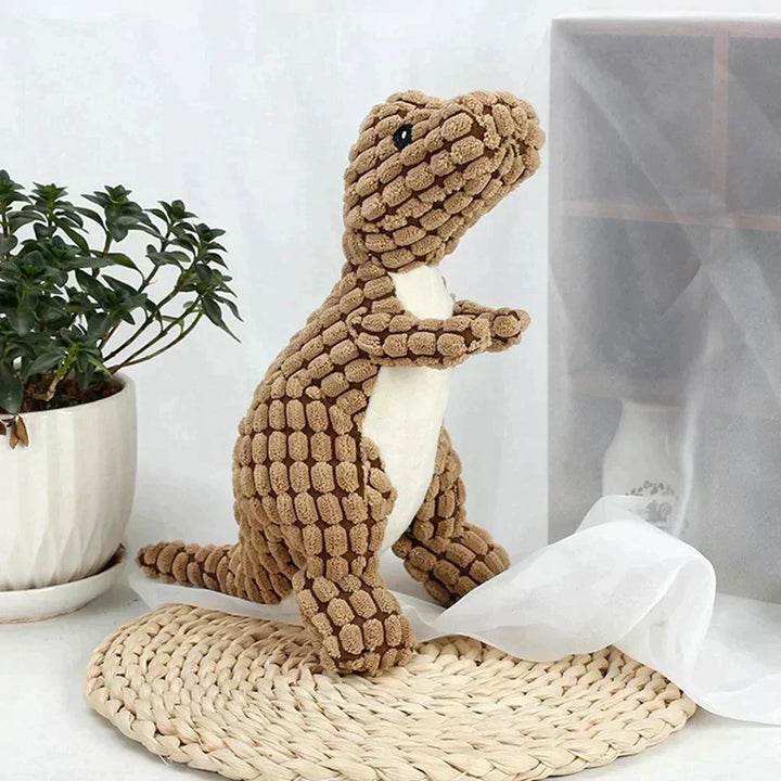 Robuust rubberen dino speeltje, speciaal voor honden die van kauwen houden, garandeert lang plezier.