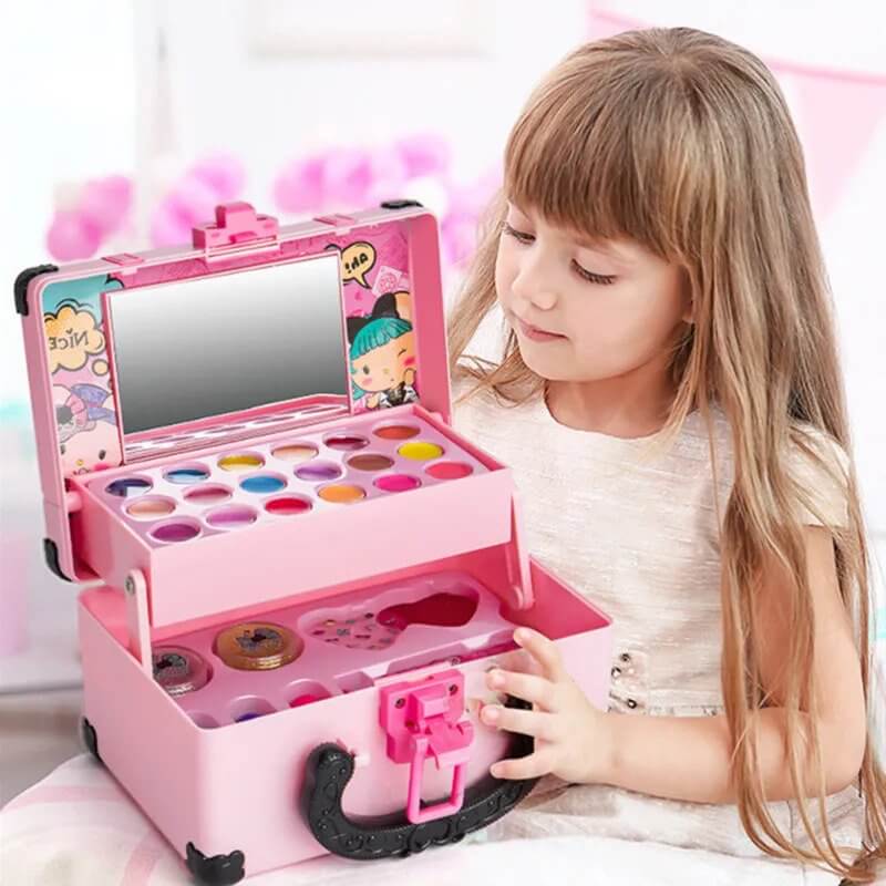 Complete veilige schminkset met make-up speelgoed voor creatief fantasiespel. Afwasbaar & kindvriendelijk.