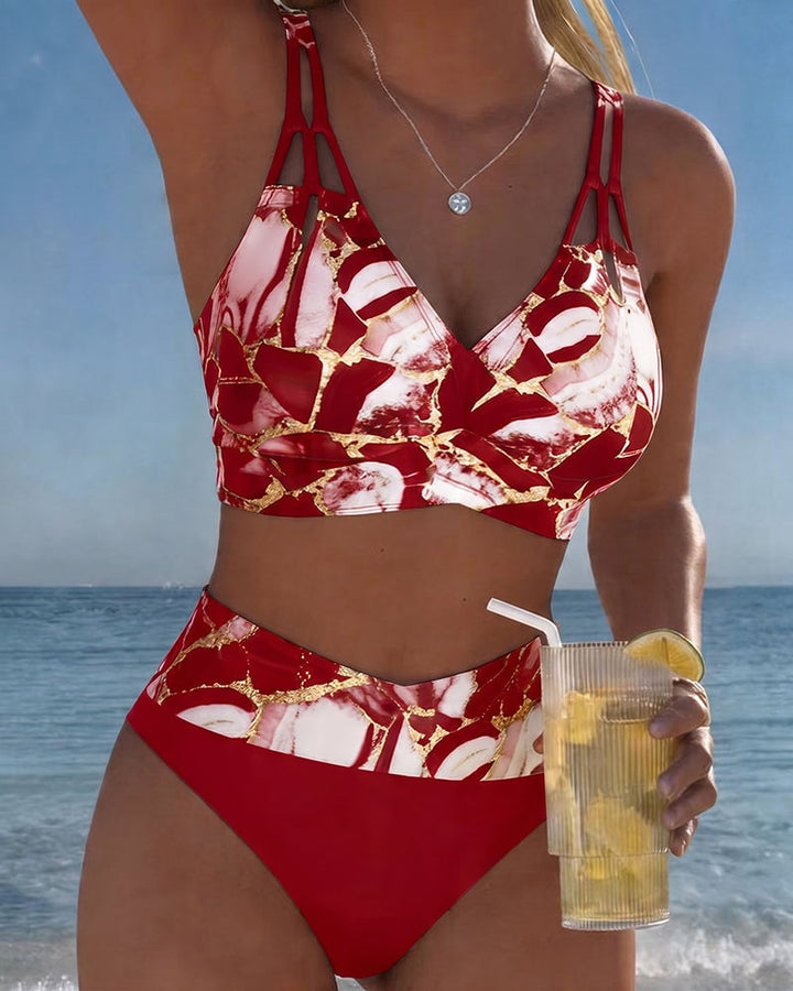 Modieuze zwarte hoge taille bikini, dames zomer zwemkleding, comfortabel & stijlvol.
