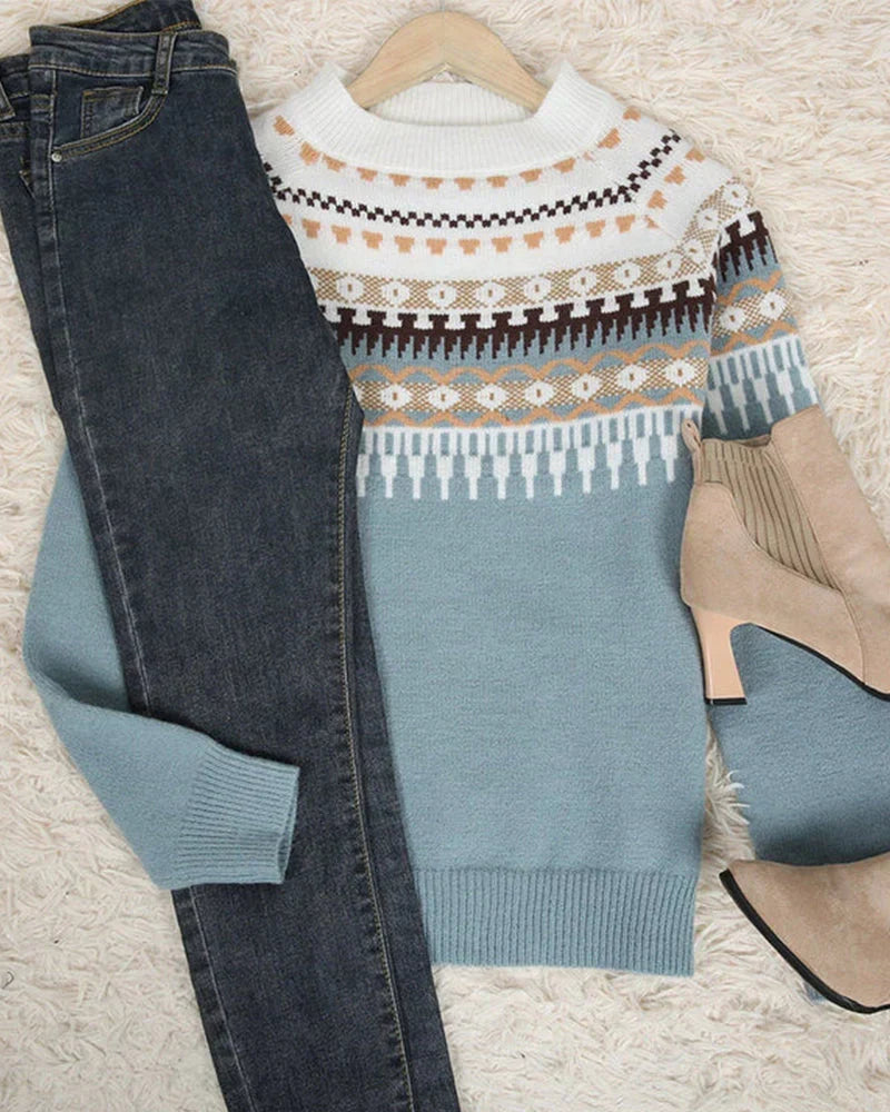 Comfortabele slim fit dames print trui met lange mouwen. Trendy casual mode voor de winter.