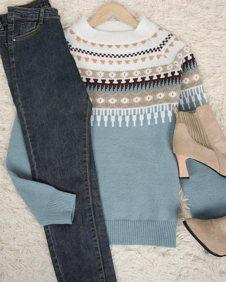Comfortabele slim fit dames print trui met lange mouwen. Trendy casual mode voor de winter.