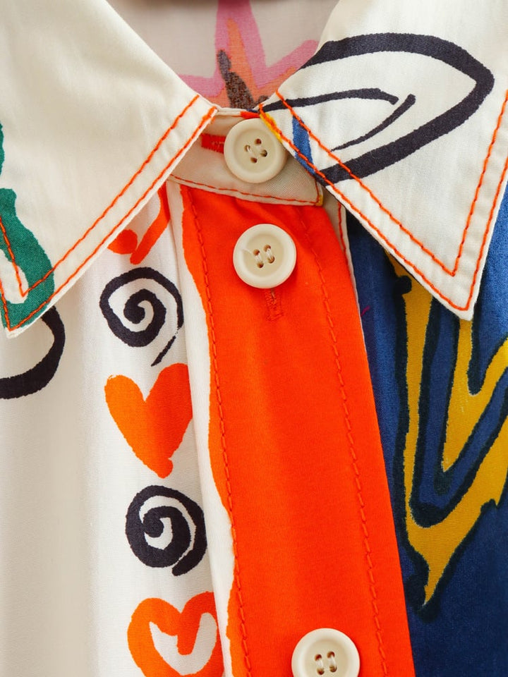 Comfortabele casual printjurk voor dames, elegante overhemdjurk met kleurrijke print.