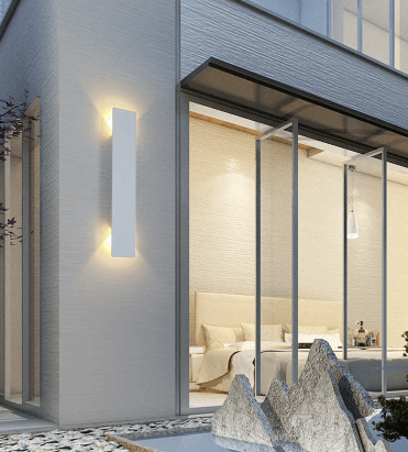 Energiezuinige IP65 LED buitenwandlamp van aluminium, strakke moderne tuinverlichting.