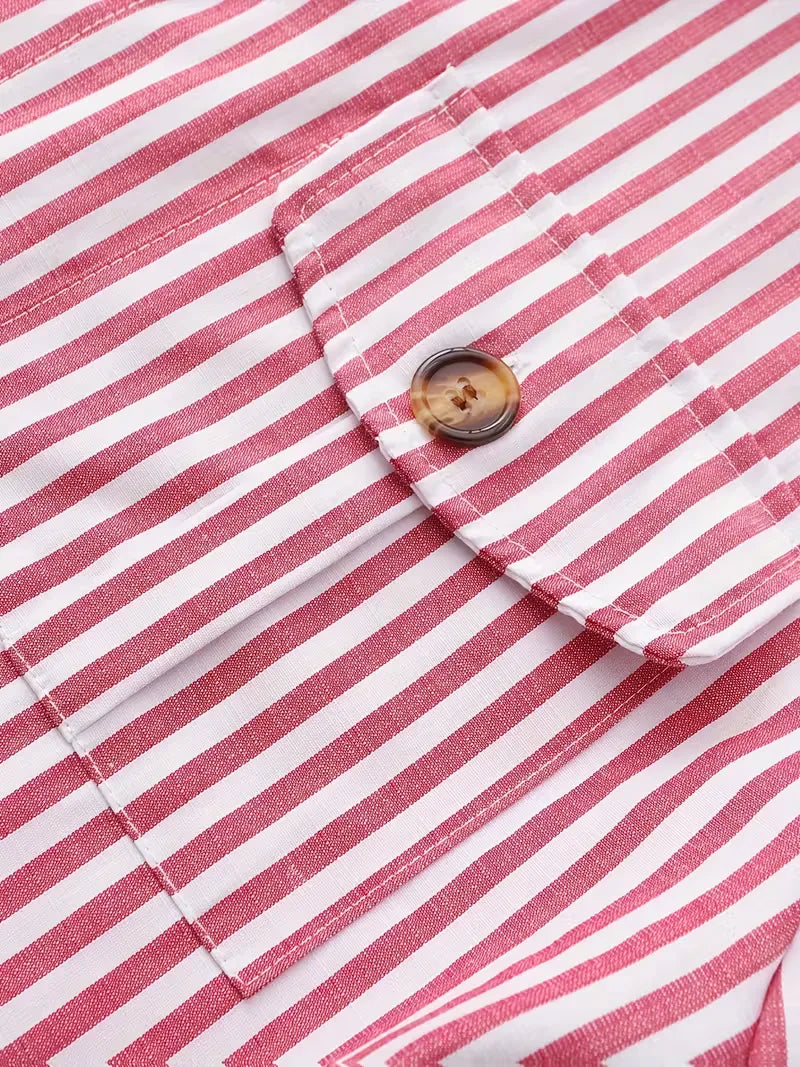 Zakelijk gestreept slim fit overhemd, lange mouwen, perfect voor op kantoor.