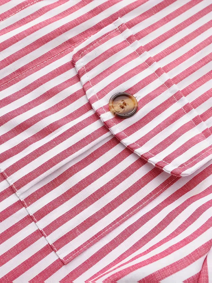 Zakelijk gestreept slim fit overhemd, lange mouwen, perfect voor op kantoor.