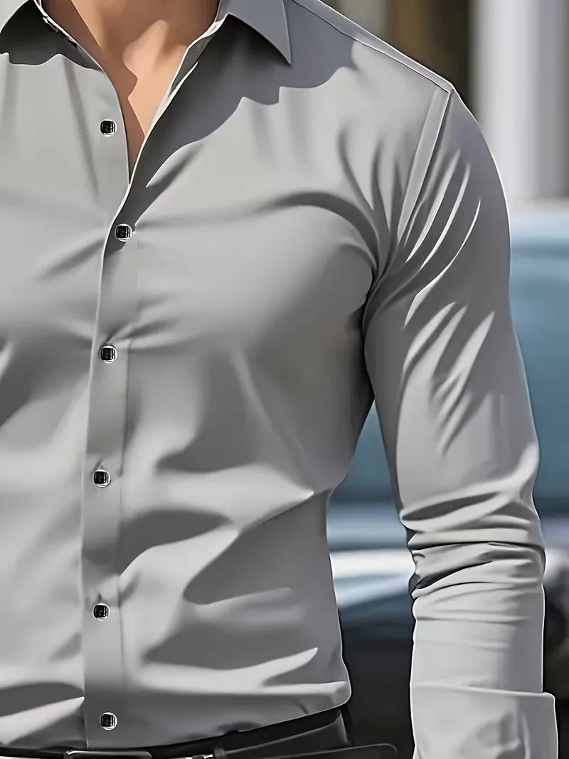Smartcasual herenmode: stijlvol slimfit overhemd met unieke mandarijnkraag.