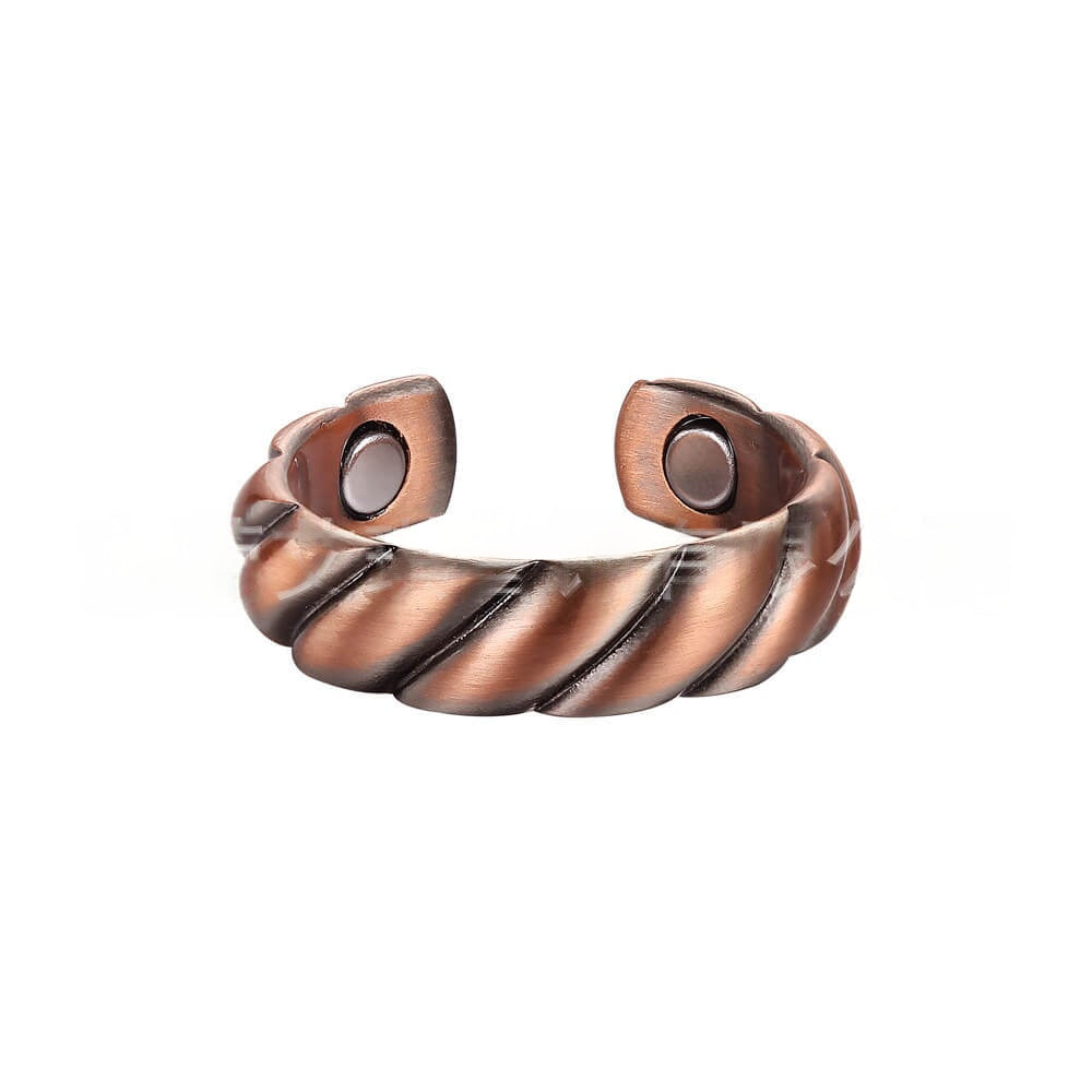 Driekleurige gedraaide koperen ring, unisex vintage stijl. Magnetische en verstelbare sieraad, perfect geschenk.