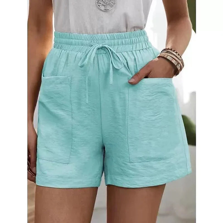 Stijlvolle korte broek voor dames. Hoge taille met elastische band. Comfortabele en veelzijdige zomerkleding.