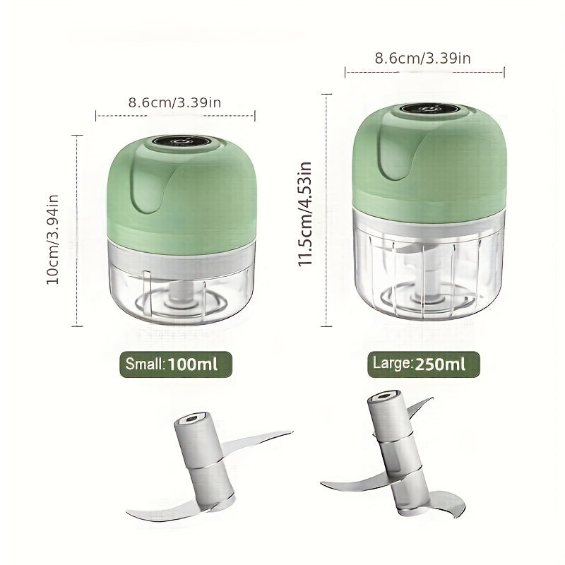 Compacte draadloze groentehakker, perfect voor kleine keukens. USB-oplaadbare elektrische keukenhulp.