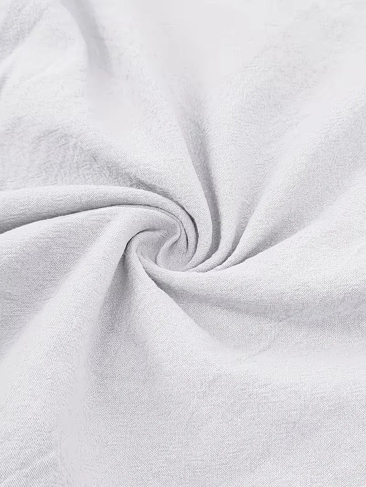 Ademende heren zomerset: V-hals shirt korte mouwen & rechte pijpen broek, comfortabel op warme dagen.