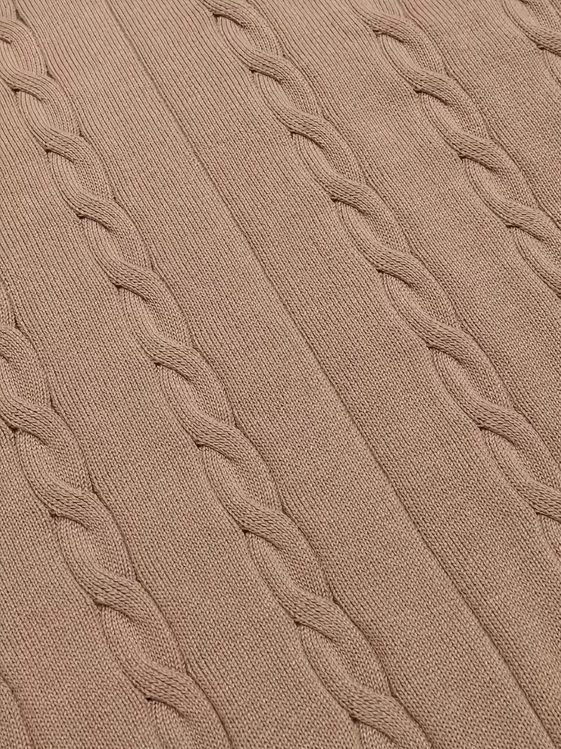 Comfortabel mouwloos heren vest, V-hals, elegant kabelpatroon, perfect voor koelere avonden.