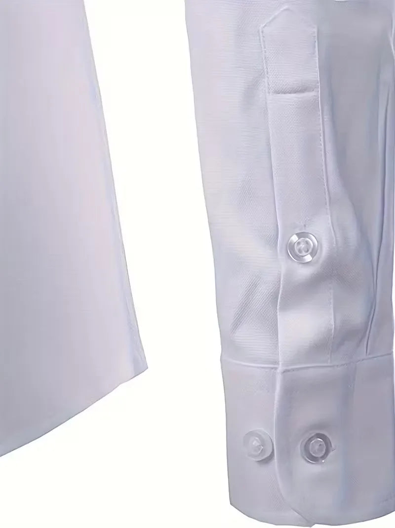 Casual herenoverhemd met mandarin kraag, lange mouwen, button-down sluiting, herenmode.