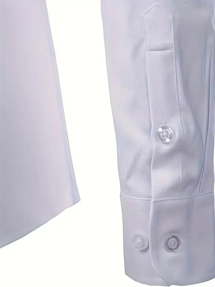 Casual herenoverhemd met mandarin kraag, lange mouwen, button-down sluiting, herenmode.