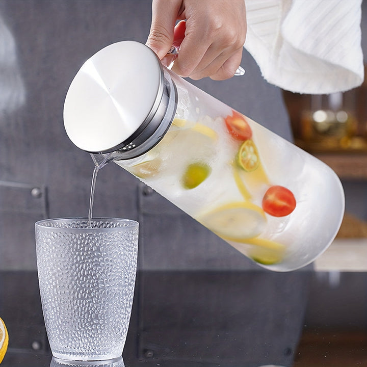 Elegante acryl waterkan met deksel, stijlvol voor elke tafel, geschikt voor sap, water en bubble tea.