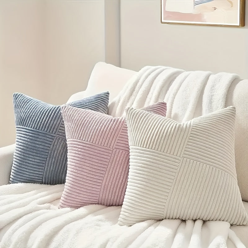Prachtige 2-delige set Bohemian corduroy kussenhoezen voor een gezellige sfeer in huis.