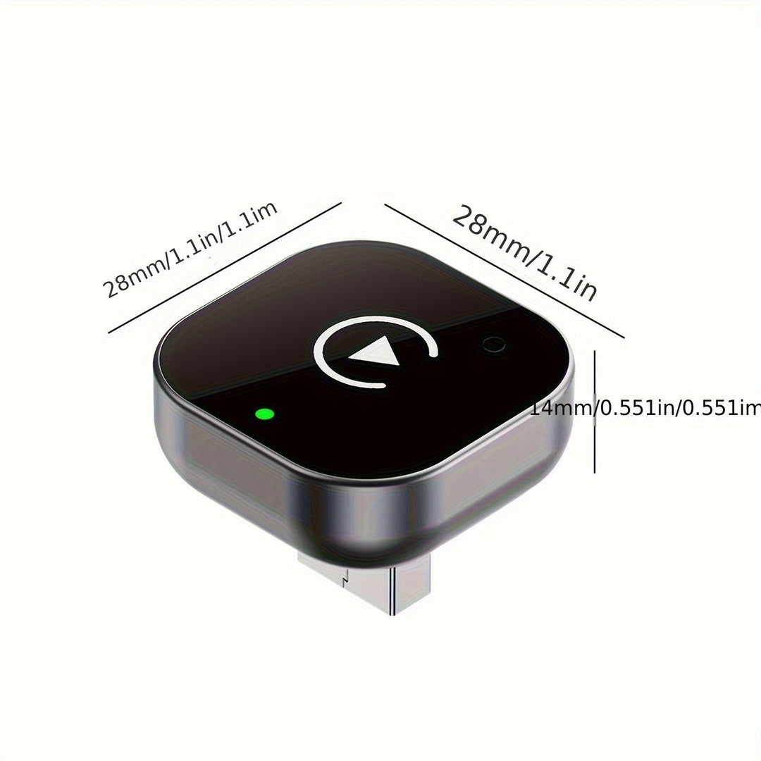 Compacte 2-in-1 draadloze adapter met USB-C poort, ideaal voor CarPlay & Android Auto.