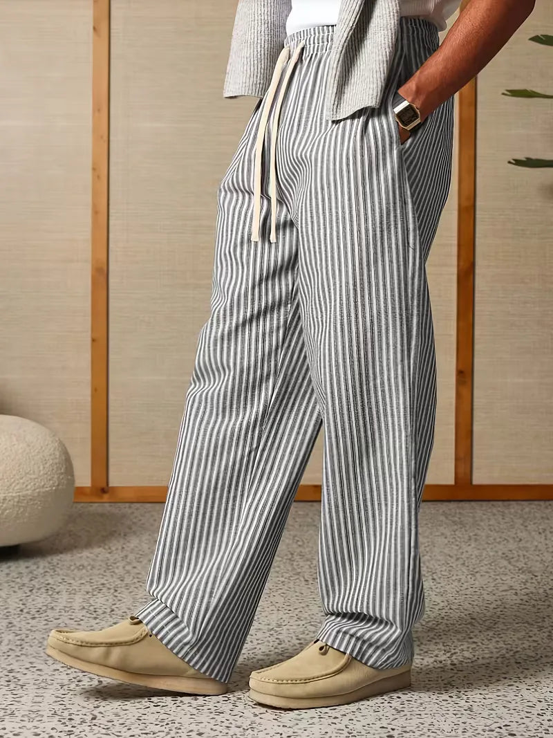 Heren gestreepte joggers met wijde pijp, ideaal voor lente/zomer comfort en casual stijl.