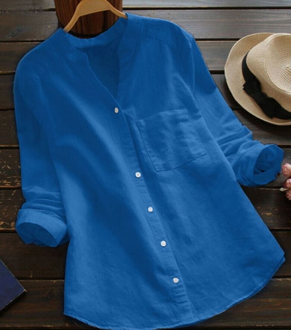 Stijlvolle casual damesblouse met knopen, een must-have voor zomer en lente. Comfortabele, ademende stof.