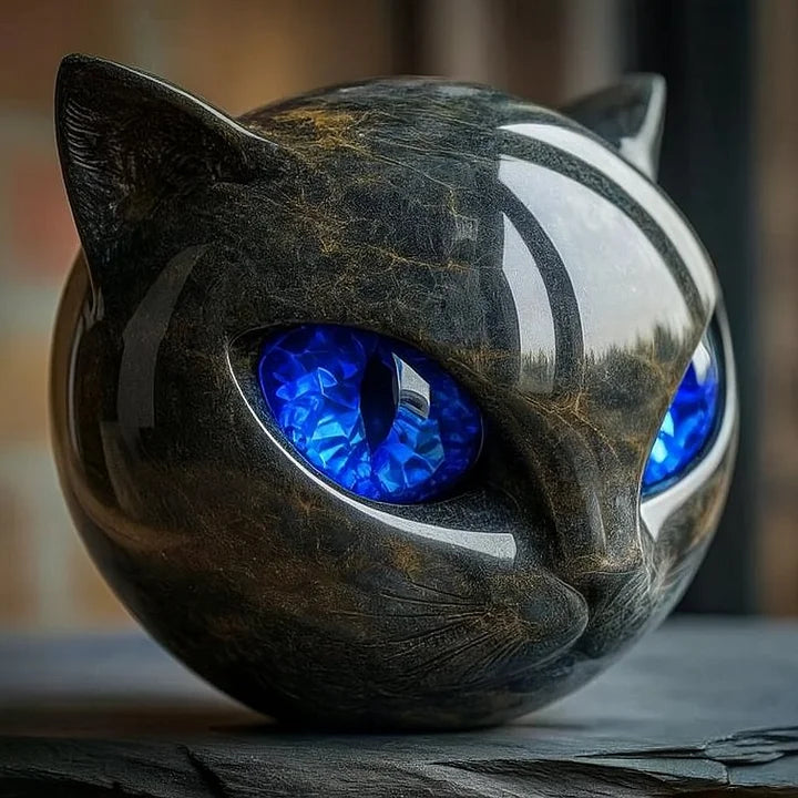 Stijlvolle zwarte katten sculptuur, hoogglans NoirCat decoratie voor een elegant interieur.