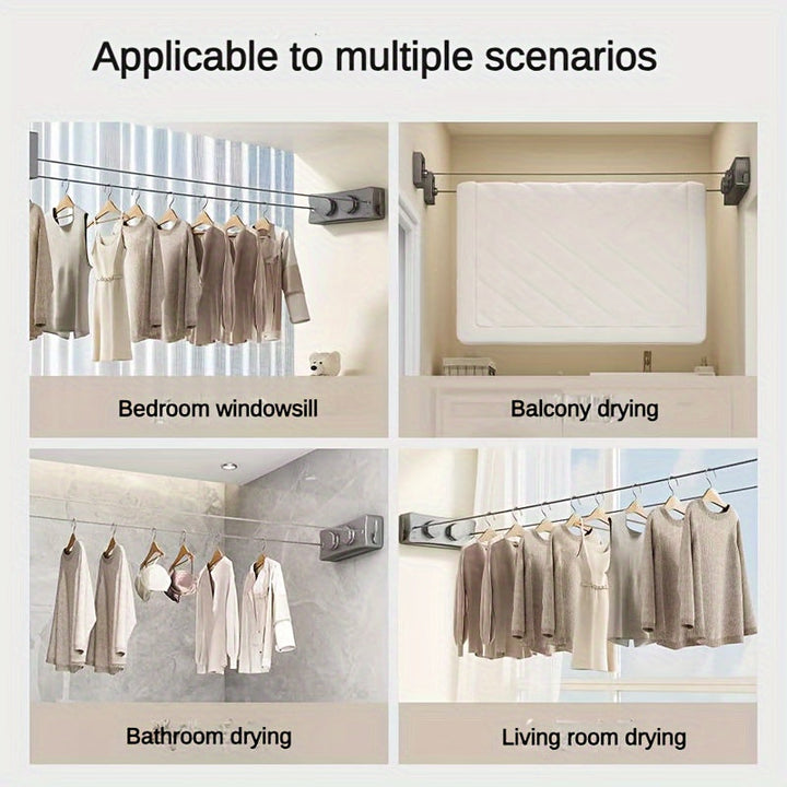 Inklapbaar droogrek met twee lijnen, compact en sterk, ideaal voor appartementen en kleine tuinen.