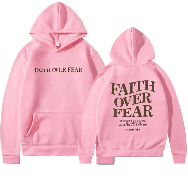 Uniseks hoodie "Geloof Over Angst" (Psalm 118:6). Comfortabele, casual en spirituele kleding.