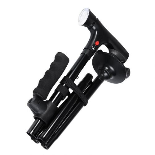 Stevige, opvouwbare wandelstok met LED-verlichting voor optimale ondersteuning, comfort en stabiliteit tijdens het lopen.