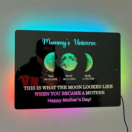 LED nachtlampje op maat gemaakt, sfeervolle interieur decoratie en liefdevol geschenk voor mama.