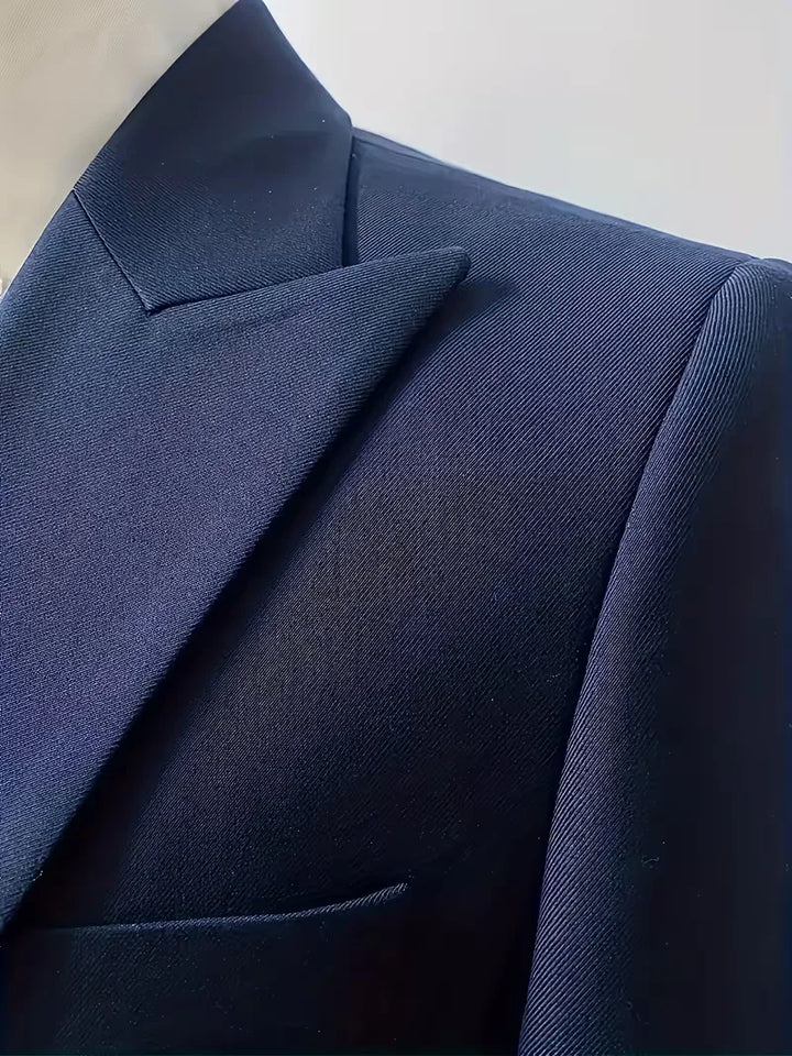 Bruiloft herenpak, elegant slim fit driestukspak, perfect voor de bruidegom of gasten.