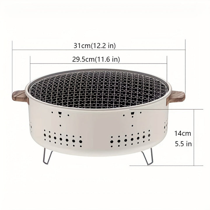 Veelzijdige opvouwbare RVS houtskoolbarbecue voor grillen onderweg, perfect voor buiten en compact opbergen.