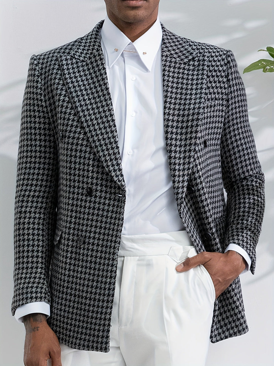 Stijlvolle Oliver heren blazer met tijdloos zwart-wit ruitpatroon, perfect voor formele en zakelijke gelegenheden.