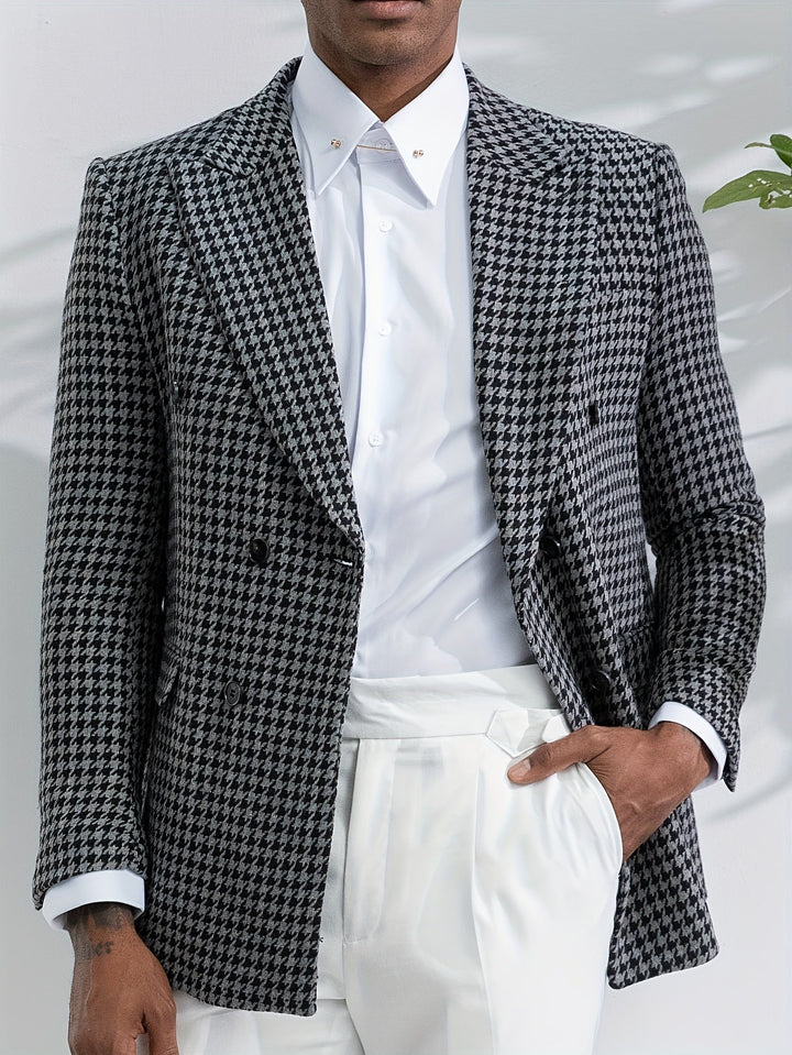 Stijlvolle Oliver heren blazer met tijdloos zwart-wit ruitpatroon, perfect voor formele en zakelijke gelegenheden.