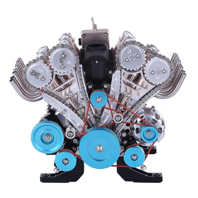 Gedetailleerd V8 motorblok ornament, perfect als auto decoratie of cadeau voor elke autoliefhebber met industriële smaak.