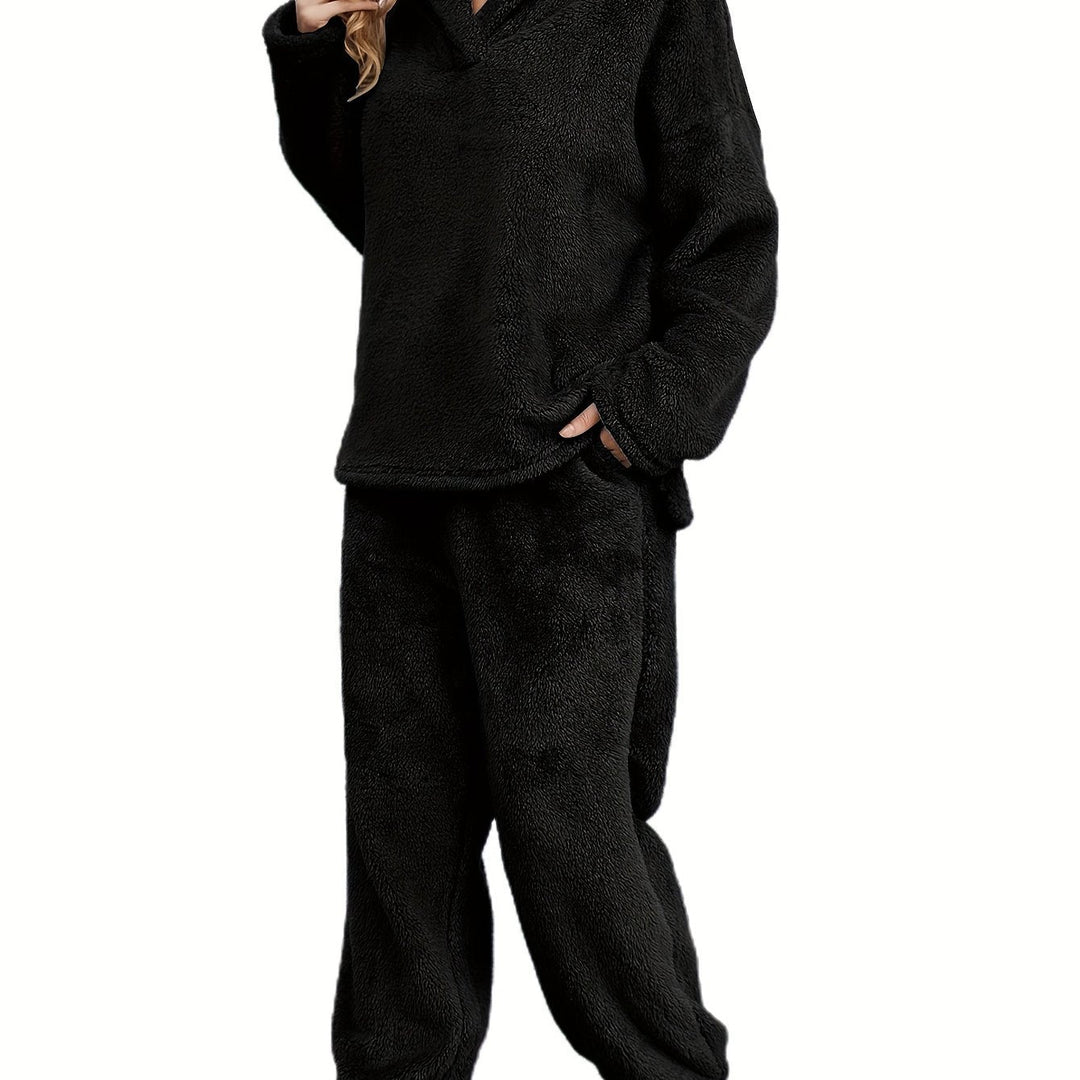 Zachte Fenna coral fleece loungewear broek voor dames. Warme, comfortabele homewear voor herfst en winter.