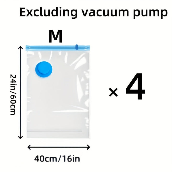 Gecomprimeerde kleding in grote vacuum opbergzakken, perfect voor seizoensopslag en kledingopslag.