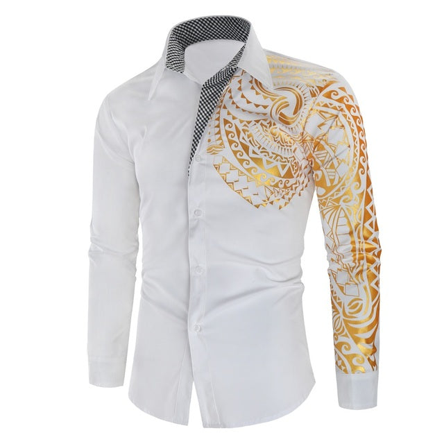Modern casual chic herenoverhemd Darius, slim fit, met luxe gouden details voor een stijlvolle statement look.