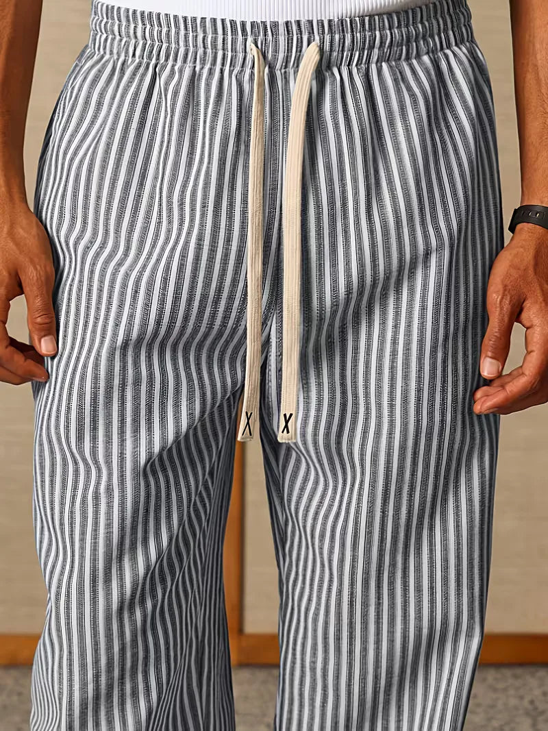 Relaxte pasvorm gestreepte joggers, herenbroek voor comfortabele lente/zomer outfits.