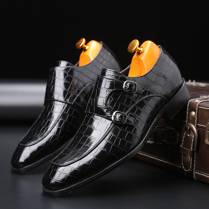 Zwarte Felix heren leren schoenen met vierkante neus, ademend. Ideaal als nette schoenen voor kantoor of speciale gelegenheden.