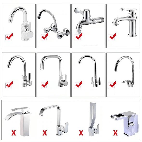 Waterfilter kraanadapter bevestigd aan een moderne keukenkraan, klaar voor fris en helder water.