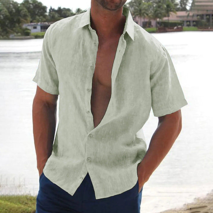 Linnen heren overhemd korte mouwen. Stijlvolle, comfortabele casual kleding voor zomer & lente.