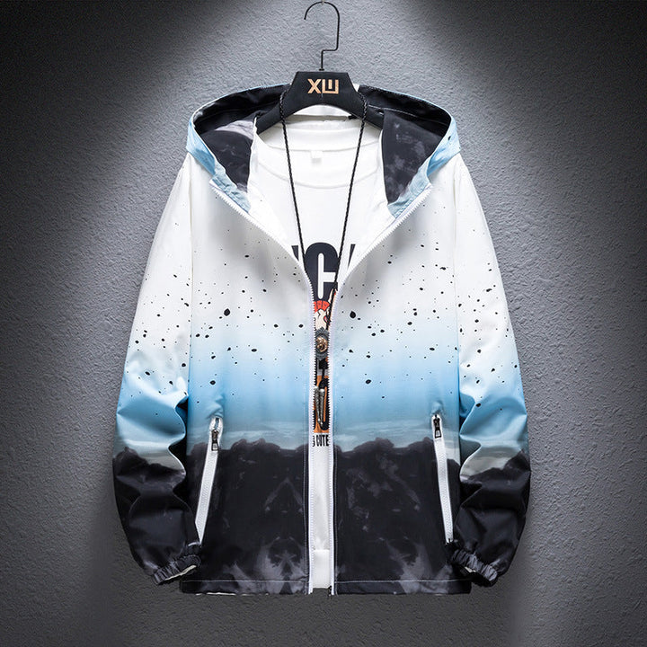 Heren winddichte jas, stijlvolle zip-front windbreaker voor lente en herfst, comfortabel en modieus.