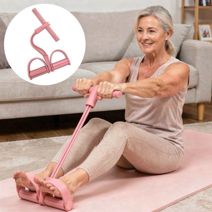 Compacte universele weerstandsbanden set voor fitness onderweg, ideaal voor reizen en buitentraining.