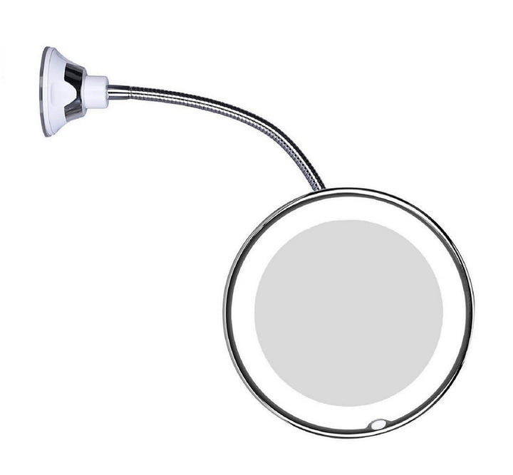 Dames make-up spiegel met verstelbare zwanenhals en heldere LED verlichting, ideaal voor detailverzorging.