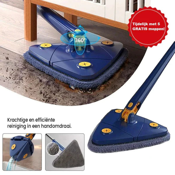 Geen vuile handen meer! EasyClean ProSwivel 360° microvezel mop voor hygiënisch en efficiënt vloeren schoonmaken.