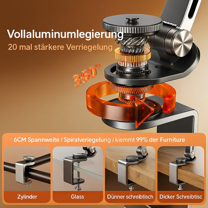 Ergonomische zilveren aluminium tablet standaard voor bureau, geschikt voor iPad, telefoon. Stabiel en verstelbaar.
