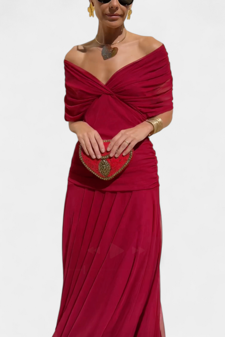 Dames V-hals midi-wikkeljurk, perfect voor een avondje uit of een casual dag.