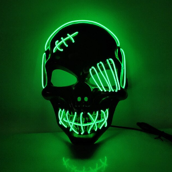 Glow in the dark Vendetta masker met LED, ideaal voor Halloween, carnaval & cosplay evenementen.